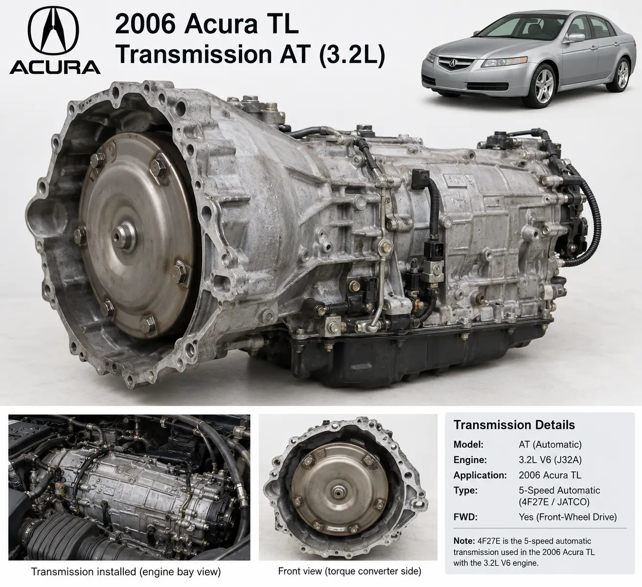 2006 Acura TL Transmission AT, (3.2L) 123,978 Miles