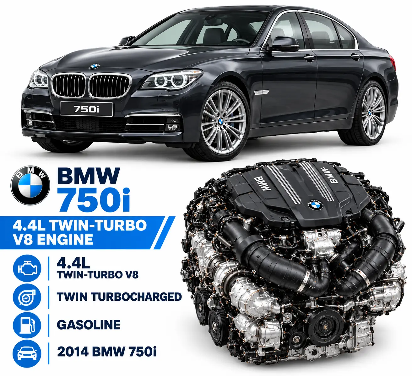 2014 BMW 750i Engine, 143K Miles