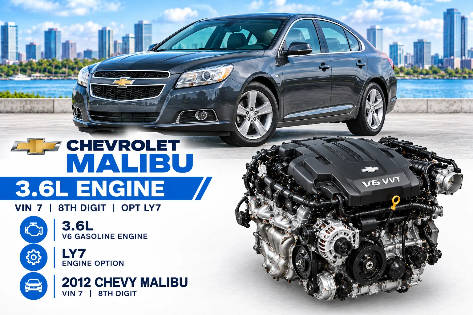 2012 Chevy Malibu Engine 3.6L (VIN 7, 8th Digit, Opt LY7), 84K miles